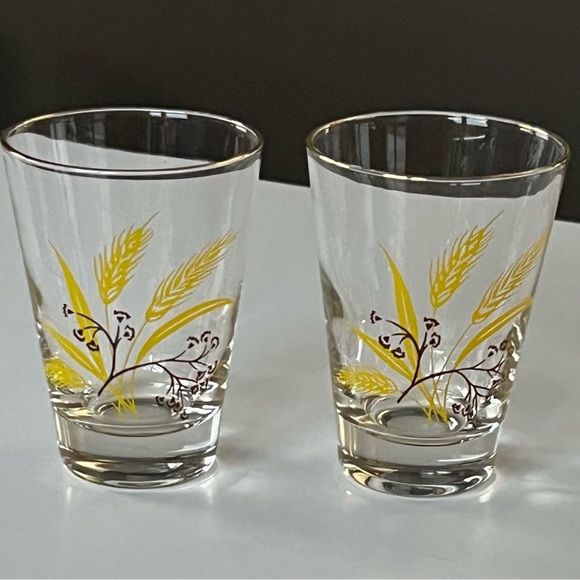 VTG 1950s Autumn Gold glasses Homer Laughlin for Century Service set/2, 4 oz - Picture 1 of 10